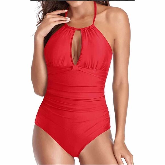 NWT Tempt me one piece halter ruched swimsuit size XL - Picture 1 of 9